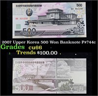 2007 Upper Korea 500 Won Banknote P#?44c Grades Ge