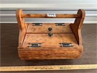 Antique Wood Sewing Box w/ Contents
