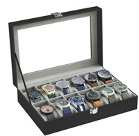 12-Slot Watch Box Display Case Watch Holder