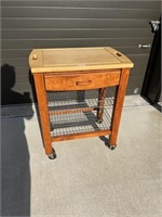 Rolling Wood Kitchen Cart 28x19x35