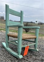 Childerns Antique Rocking Chair with Brush Seat