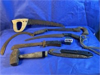 Limb Saws, Hand Scythe, Antique Locking Blade