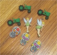 Sugar skull tractor and Tinkerbell buttons