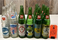 Old RC, Pepesi and 7up Colligate Bottles.