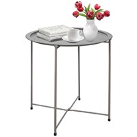 Garden 4 you End Table Metal Side Table Grey Round