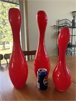 3 Large Glass Vases 2x20"Tall, 1x15"