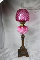 Kerosene Light - Pink Milk Glass Banquet Light