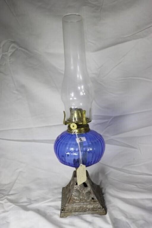 Kerosene Light - Blue Glass table Light with