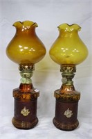 Kerosene Light - Pair amber and Leather bedside