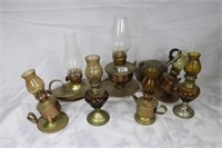 Qty small Brass and Tin kero lights