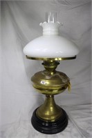 Large Brass Kero Light with Milk Glass shade