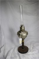 Brass Bowled Kero Light on wooden stem& Base