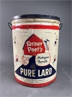 Vintage Farmer Peet's Pure Lard Can