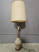 Vintage Tall MCM Ceramic & Wood Lamp