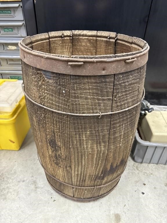 Antique wood nail keg barrel