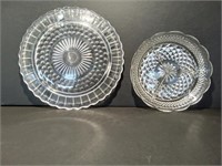 Federal Glass Cake Plate and Divided Dish