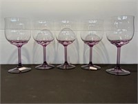 5 Fostoria Corasage Plum Wine Glasses