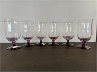 6 Fostoria Corasage Plum Iced Tea Glasses