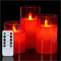 H4 5 6x D3  Red LED Pillar Candles with Remote