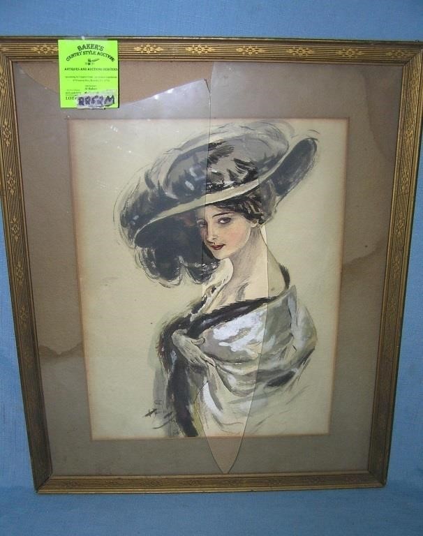 Early watercolor of a sophisticated woman