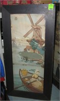 Early Dutch themed art work in a oak frame
