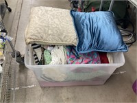 Tote with linens ,pillows and other
