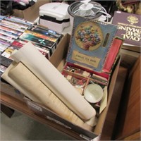 BOX OF OLD CALENDARS & COLLECTABLES