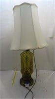 green glass based vintage table lamp