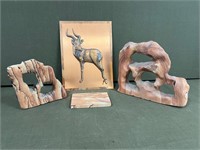 3 Pieces of Sandstone & Copper Plaque