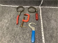 Clamp, Oil Filter Wrench, and Spanner Wrench