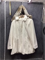 Womens XL Dennis Basso White Faux Fur Coat