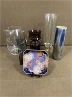Arts & Crafts Style Vase & Other Glass Vases