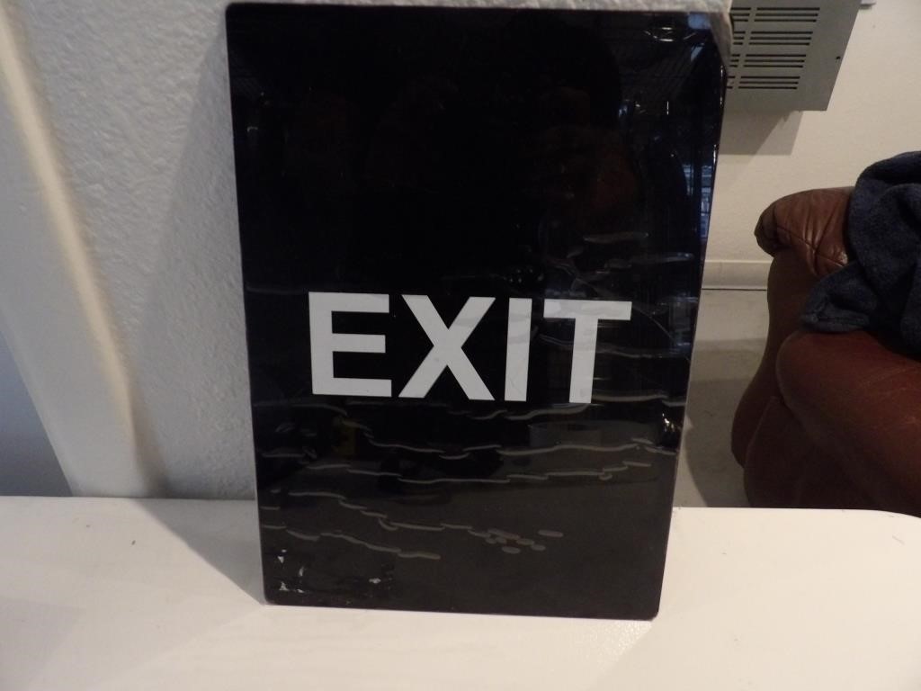 New "EXIT" BLACK SIGN/WHITE LETTERS