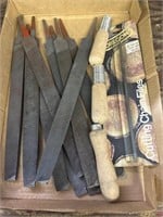 Flat of machinist files, wood handles