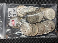 19 assorted date mercury and Roosevelt Silver