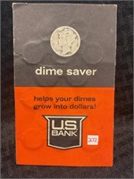 22 Silver dimes in US Bank dime saver book