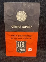 23 Silver dimes in US national Bank dime saver