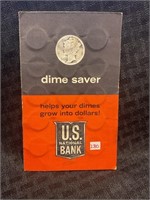 20 silver dimes in US national Bank dime saver