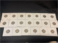 20 assorted date, mercury silver dimes