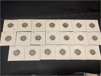 20 assorted date, silver mercury dimes