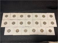 20 assorted date, silver mercury dimes