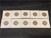 10 assorted date silver quarters