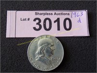 Uncirculated 1963 D Franklin silver half dollar
