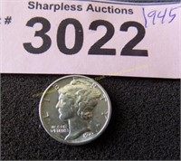Uncirculated 1945 Mercury silver dimes
