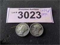 1934 D and 1925 Mercury silver dimes