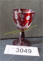 Vintage cranberry cut glass to clear shot glass