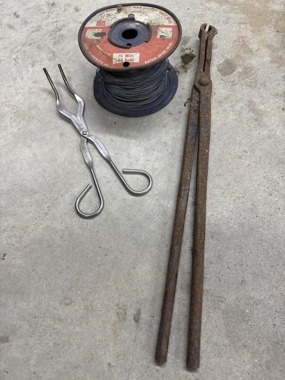 Forging Tongs & electric fence wire
