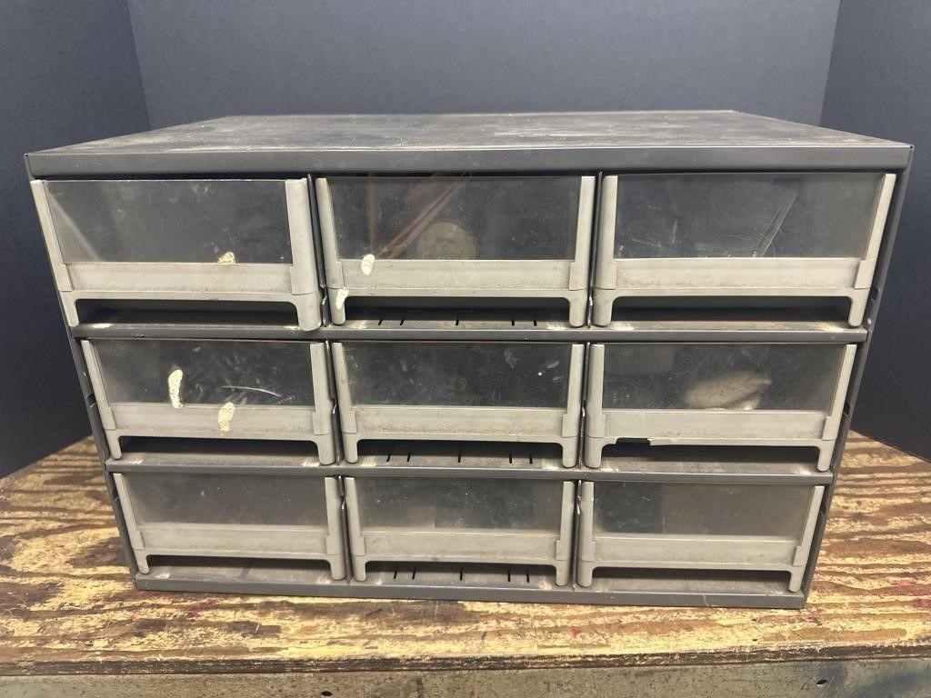 Metal organizing caddy w/ contents