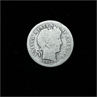1912-D NICELY CIRCULATED 90% SILVER BARBER DIME