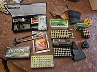 9MM, .38 Cal. AMMO, cleaning kit, holsters